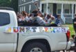 Juneteenth revelers on the Victory Parade route on Saturday.