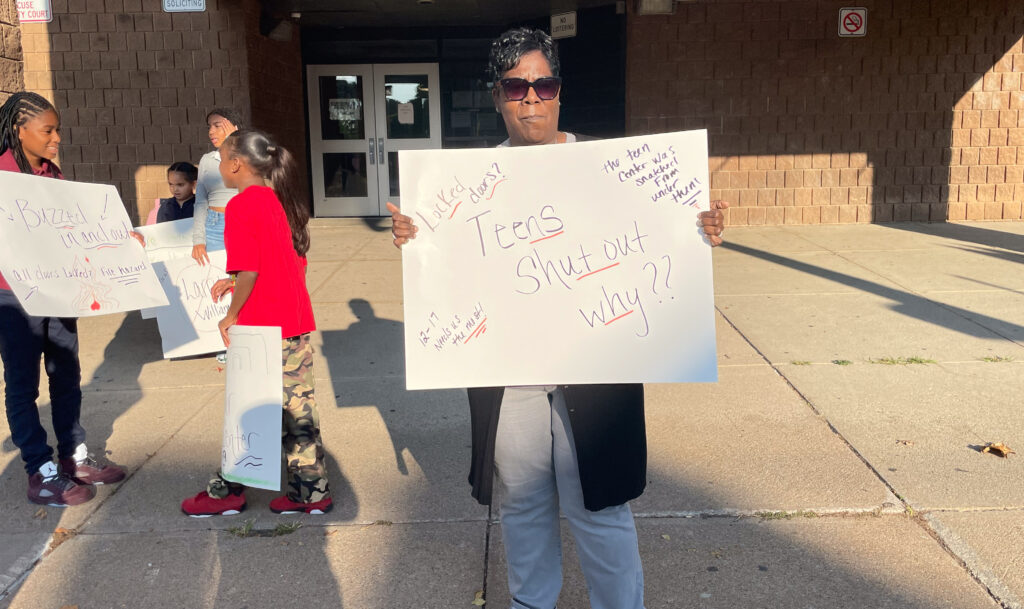 Community members were protesting other perceived problems at the center, including a lack of programming for teenagers. Photo by Za'Tozia Duffie. 